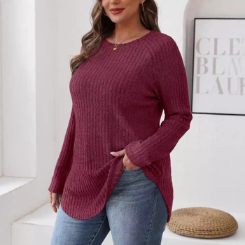 Široka majica s okruglim izrezom i zaobljenim rubom, raglan rukavima, pulover, Amazon europska i američka ženska modna ležerna odjeća