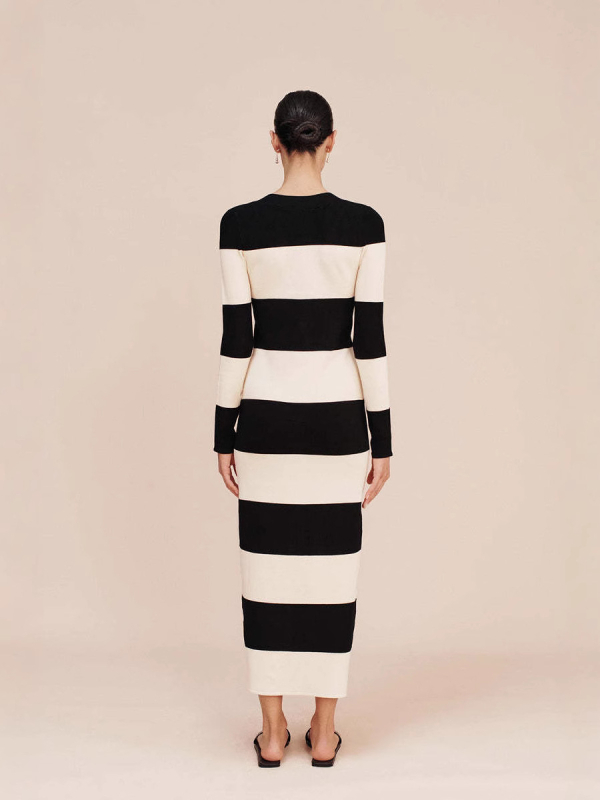 Európa és az Egyesült Államok 2025 tavaszi és nyári új külkereskedelmi határokon átnyúló Amazon független állomás szexi karcsú mellkasú csíkos hosszú ruha