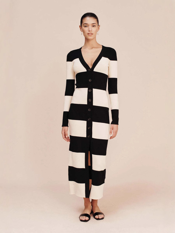 Európa és az Egyesült Államok 2025 tavaszi és nyári új külkereskedelmi határokon átnyúló Amazon független állomás szexi karcsú mellkasú csíkos hosszú ruha