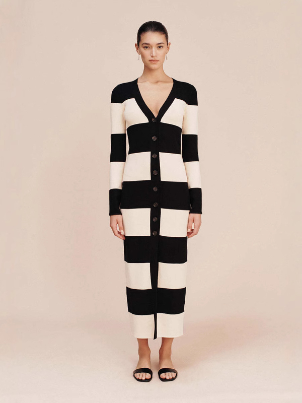 Európa és az Egyesült Államok 2025 tavaszi és nyári új külkereskedelmi határokon átnyúló Amazon független állomás szexi karcsú mellkasú csíkos hosszú ruha