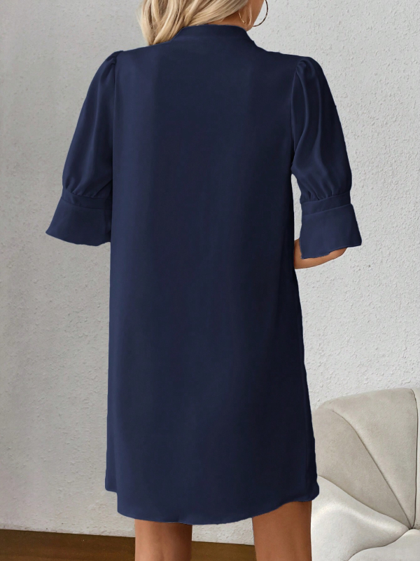 Női félujjas ruha tavaszra és őszre, elegáns és stílusos irodai dolgozóknak, alkalmas hétköznapi és munkahelyi viseletre