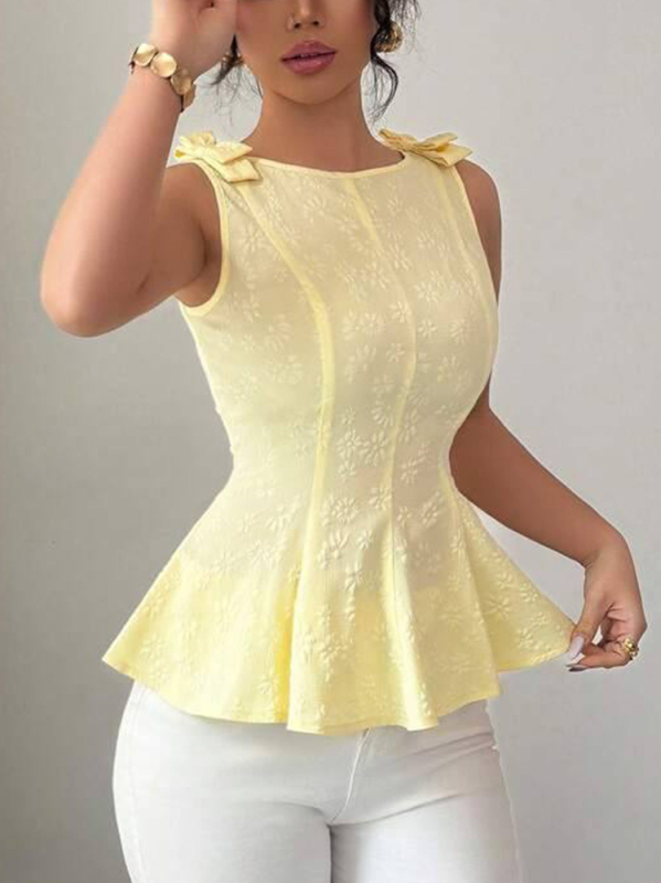 Határokon átnyúló európai és amerikai ruházat Amazon új divatos ingázó egyszínű dombornyomott masni dekoratív mellény felső