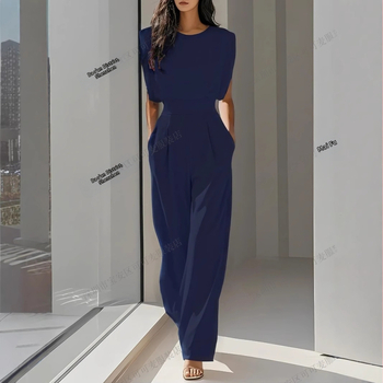 Διασυνοριακό Εξωτερικό Εμπόριο, Ευρωπαϊκή και Αμερικανική, Κομψή, Νέα, Γυναικεία, Μόδα, Κομψή, Καλοκαιρινή, Μονόχρωμη, Ολόσωμη Φόρμα Αδυνατίσματος Μέσης