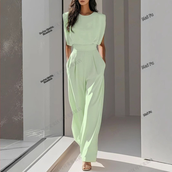 Διασυνοριακό Εξωτερικό Εμπόριο, Ευρωπαϊκή και Αμερικανική, Κομψή, Νέα, Γυναικεία, Μόδα, Κομψή, Καλοκαιρινή, Μονόχρωμη, Ολόσωμη Φόρμα Αδυνατίσματος Μέσης