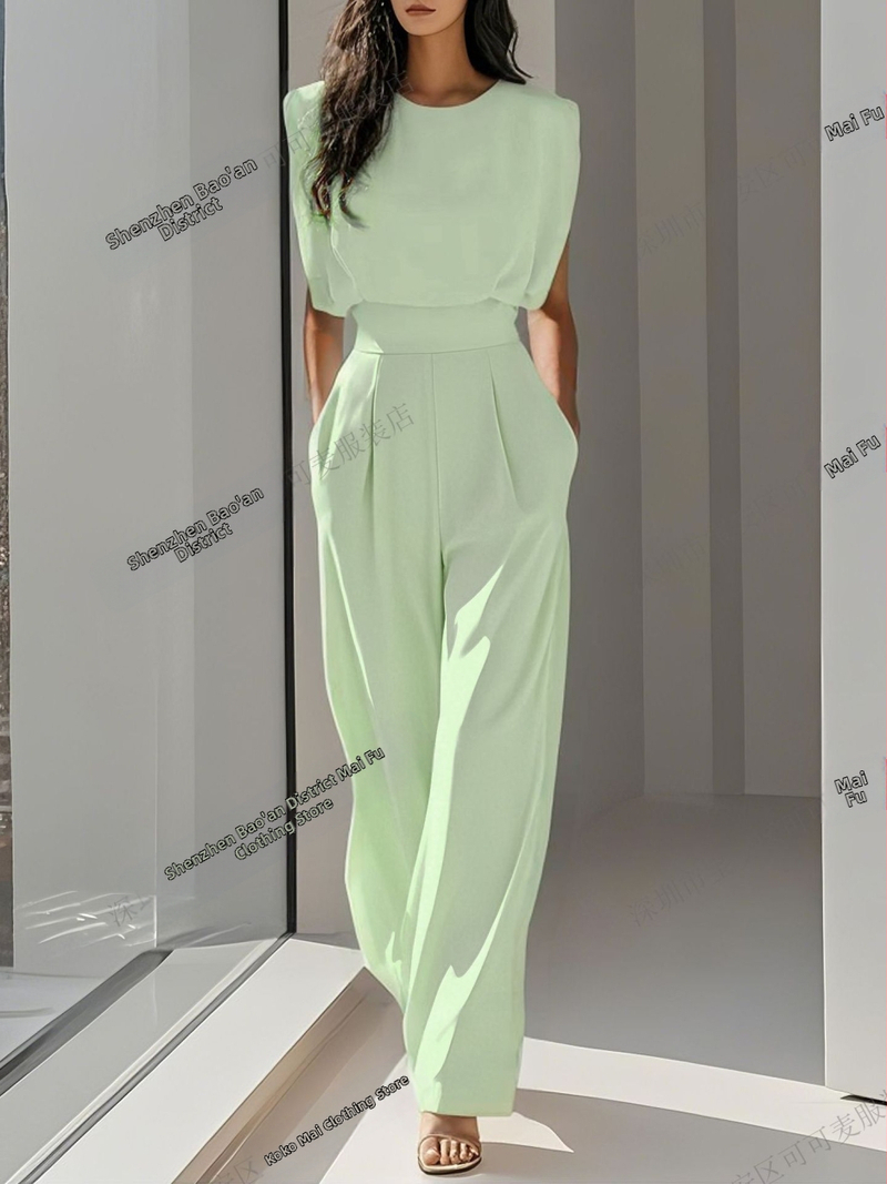 Határokon átnyúló külkereskedelem, európai és amerikai stílusos új női divat, elegáns nyári, egyszínű, derékot karcsúsító overál