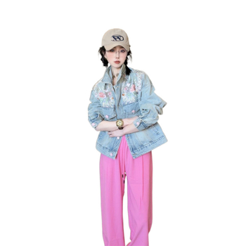 Κοντό τζιν παλτό για άνοιξη και φθινόπωρο 2024 Νέα γυναικεία κεντημένα γυναικεία ρούχα σε κινέζικο στιλ Ευρωπαϊκός σταθμός Ευρωπαϊκή μπλούζα μόδας για γυναίκες