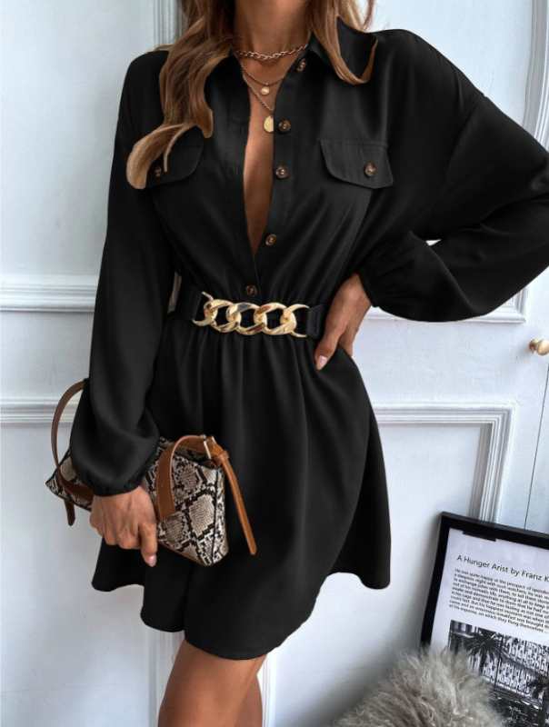 Amazon európai és amerikai külkereskedelmi határokon átnyúló új húzózsinóros derék karcsúsító megjelenésű hajtókás ingruha (öv nélkül)