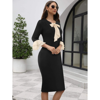 Határokon átnyúló, 2024-es független állomású európai és amerikai Amazon tavaszi és nyári nyakú, csipkés, fodros ujjú, karcsúsított szabású ruha