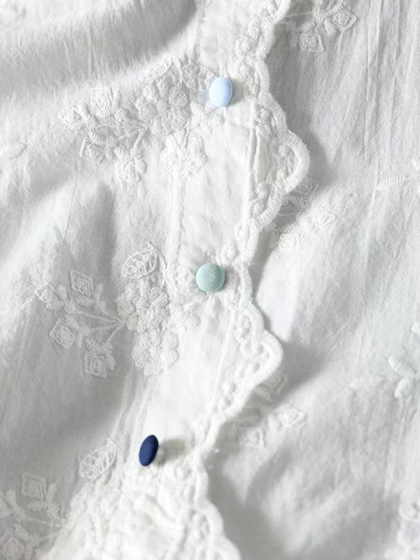 Ősi Ruházat Tavaszi & Őszi Új Édes Csipkegalléros Pamut Hímzett Női Művészeti Színes Gombos Laza Ing