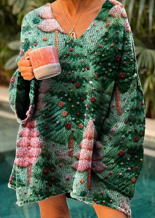 Külkereskedelmi Határokon Átnyúló 2024 Amazon Új Karácsonyi Absztrakt Nyomtatású Alkalmi Köpeny Kabát Kardigán Pulóver E140