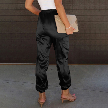 Блестящи европейски и американски летни сатенени ежедневни панталони за жени, нови, висококачествени спортни гащеризони с висока талия