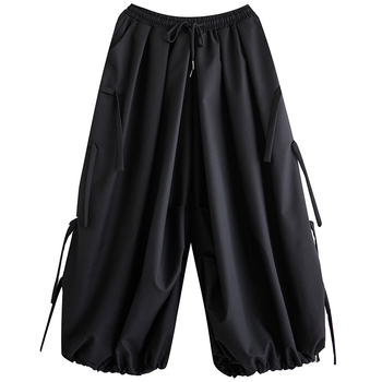 Есен и зима 2024 Нови свободни панталони с широки крачоли, дамски, големи размери, персонализирани ежедневни панталони с еластична талия