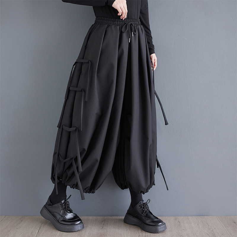 2024 m. rudens ir žiemos kolekcijos naujos laisvos plačios kelnės, moteriškos, plius dydžio, personalizuotos, elastingo juosmens laisvalaikio kelnės.