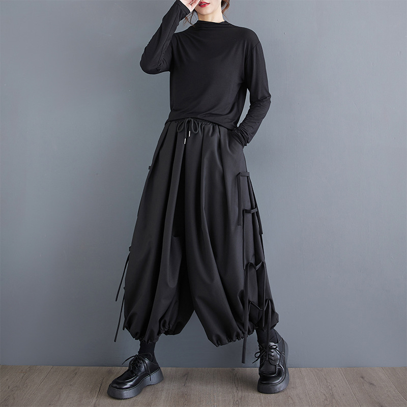 2024 m. rudens ir žiemos kolekcijos naujos laisvos plačios kelnės, moteriškos, plius dydžio, personalizuotos, elastingo juosmens laisvalaikio kelnės.