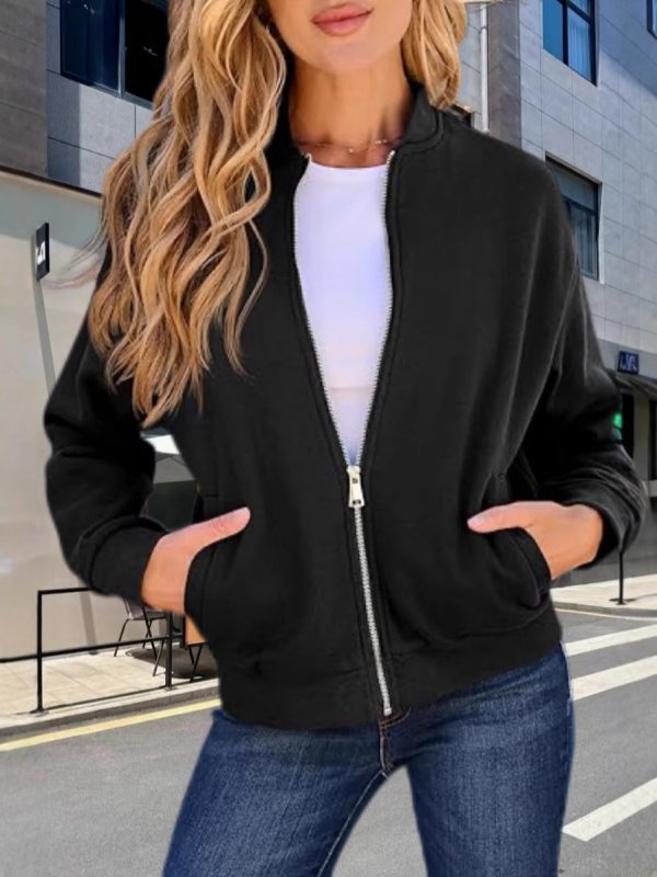 2025 Amazon Toamna Noua Stație Independentă Europeană și Americană Transfrontalieră Temu Culoare Solidă Jachetă cu Fermoar Jachetă Casual pentru Femei