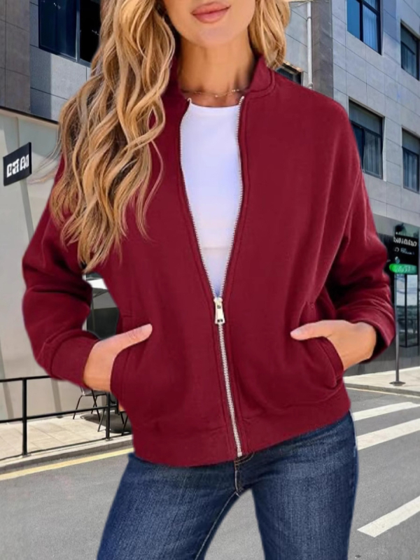 2025 Amazon Toamna Noua Stație Independentă Europeană și Americană Transfrontalieră Temu Culoare Solidă Jachetă cu Fermoar Jachetă Casual pentru Femei