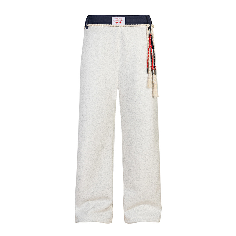 Amerikai retro színű, kontrasztos, széles szárú sportnadrág, női hosszú nadrág, tavaszi jazz, laza, húzózsinóros, hétköznapi, egyenes szabású nadrág