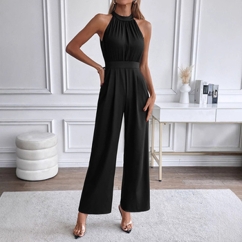 WG161 Διασυνοριακό Ευρωπαϊκό και Αμερικανικό Εξωτερικό Εμπόριο Καλοκαιρινό Νέο Γυναικείο Στριφτό Στολή με Στενή Γραμμή, Μονόχρωμο, Αμάνικο, Σέξι Αθλητικό Παντελόνι