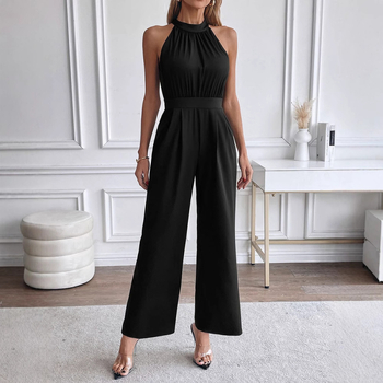 WG161 Διασυνοριακό Ευρωπαϊκό και Αμερικανικό Εξωτερικό Εμπόριο Καλοκαιρινό Νέο Γυναικείο Στριφτό Στολή με Στενή Γραμμή, Μονόχρωμο, Αμάνικο, Σέξι Αθλητικό Παντελόνι