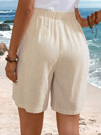 Vintage bő szárú női rövidnadrág, nyári, laza külső viselet, vékony, vintage gombdíszítésű, művészi, minden mérkőzésre alkalmas, lélegző rövidnadrág