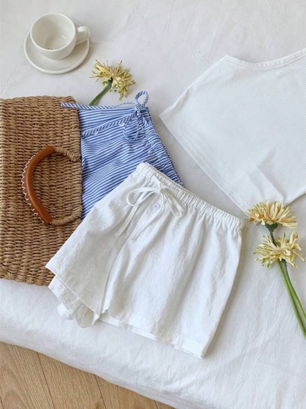 Határokon átnyúló európai és amerikai Amazon külkereskedelmi alkalmi rövidnadrág nőknek 2025 nyár új húzózsinóros egyszerű rövidnadrág sokoldalú