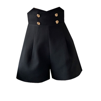Нови широки панталони за жени с големи размери, дизайн в британски стил, нишови универсални къси панталони, ежедневни панталони с двойно закопчаване