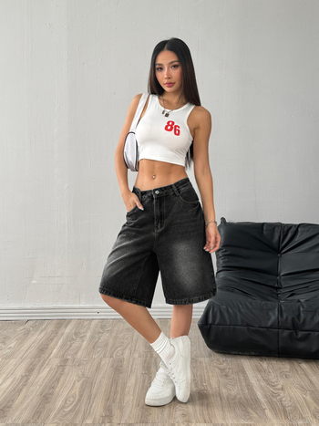 Tarpvalstybinė užsienio prekyba „Amazon“ Europos ir Amerikos retro džinsiniai šortai moteriški laisvi kasdieniai plačios kojos vidutinio ilgio kelnės madingos