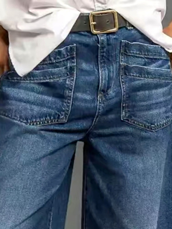 [Parduodama parduotuvėje] Tiesaus kirpimo moteriškos džinsinės kelnės 2025 m. Naujos elastinės plačios kelnės moteriškos laisvos kelnės tarpvalstybinio stiliaus