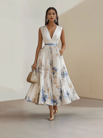 Európai és amerikai határokon átnyúló e-kereskedelem Amazon független állomás divatos szexi nyomtatott ujjatlan nagy szoknyás ruha