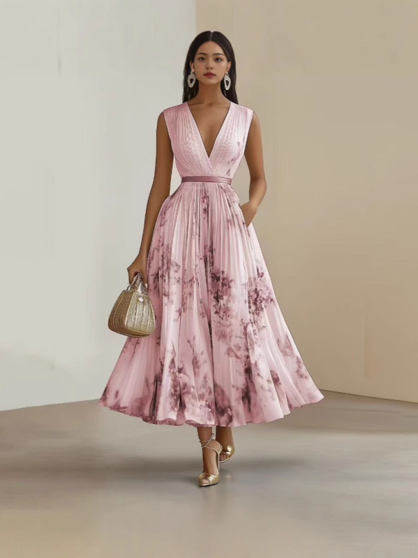 Európai és amerikai határokon átnyúló e-kereskedelem Amazon független állomás divatos szexi nyomtatott ujjatlan nagy szoknyás ruha