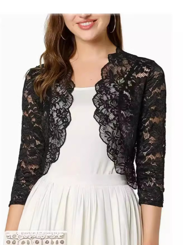 2025-ös európai és amerikai női mellény, rövid gallér nélküli kardigán, felső, tiszta elegáns csipkés ing, raktáron