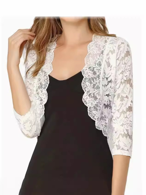 2025-ös európai és amerikai női mellény, rövid gallér nélküli kardigán, felső, tiszta elegáns csipkés ing, raktáron