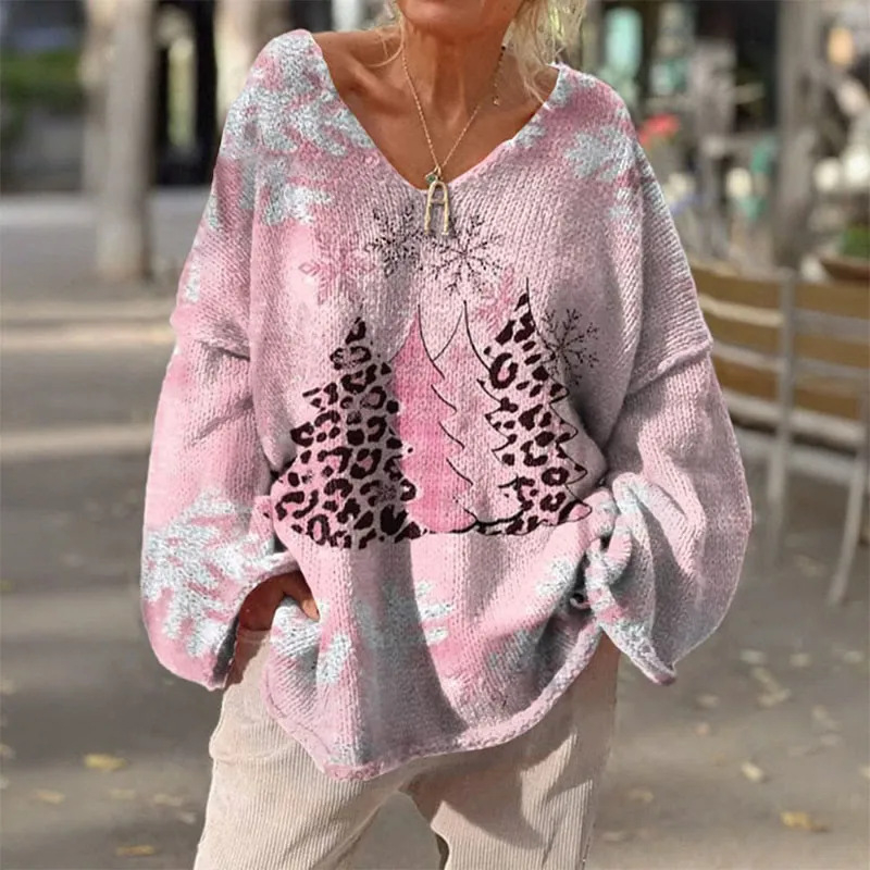 Független Állomású Európai és Amerikai Új Plus Méretű Női V Nyakú Pulóver Etnikai Stílusú Színes Csíkos Laza Hétköznapi Hosszú Ujjú Pulóver