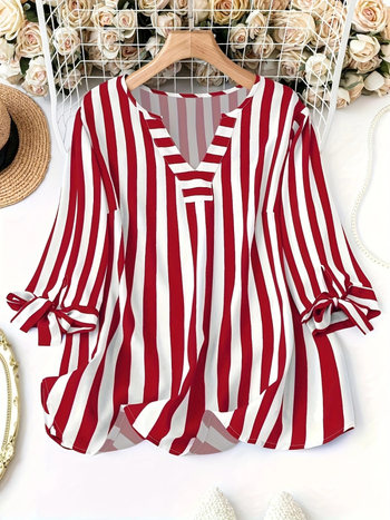 2025-ös európai és amerikai új stílusú Amazon határokon átnyúló ellátás Ebay legkelendőbb őszi és nyári csíkos háromnegyedes ujjú lezser ing