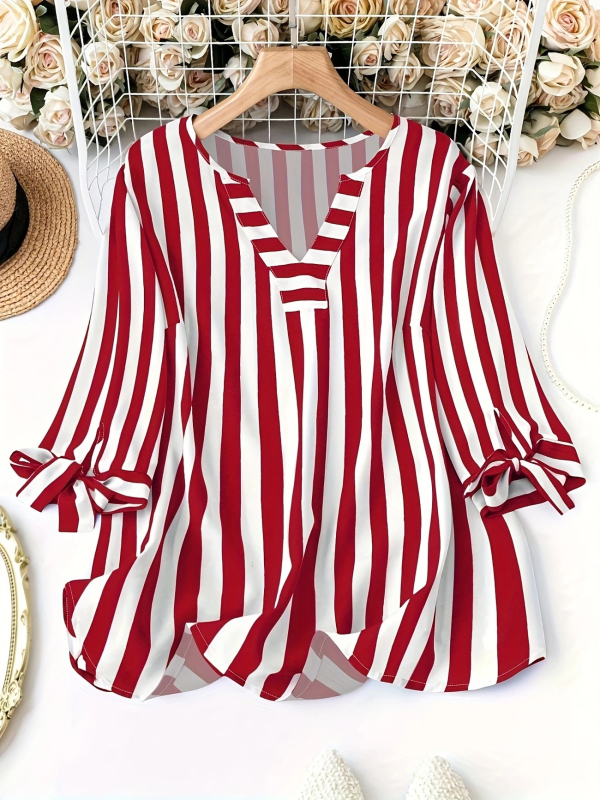 2025-ös európai és amerikai új stílusú Amazon határokon átnyúló ellátás Ebay legkelendőbb őszi és nyári csíkos háromnegyedes ujjú lezser ing