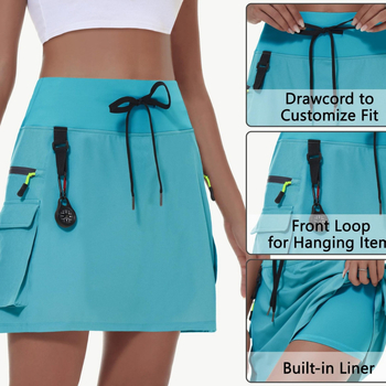 Piiriülene Amazon 2024. aasta suvine uus naiste matkamiseks mõeldud cargo-seelik, välistingimustes sportimiseks mõeldud lukuga taskuga tenniseseelik