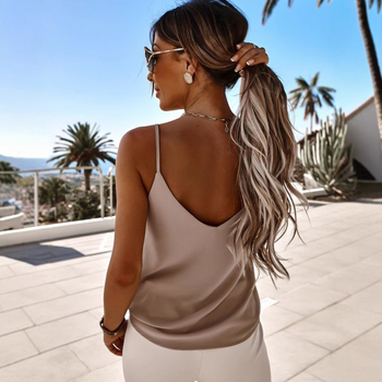 Διασυνοριακές καλοκαιρινές επιθυμίες Aliexpress Μπλούζες Ευρωπαϊκές και Αμερικανικές σέξι κομψές μπλούζες V χωρίς λαιμόκοψη για γυναίκες