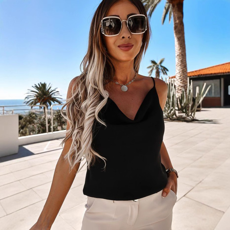 Határokon átnyúló nyári Wish Aliexpress felsők, európai és amerikai szexi elegáns V-nyakú, hát nélküli, pántnélküli felsők nőknek