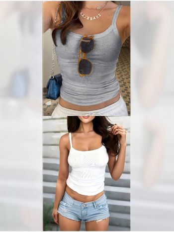 Vara 2024, culoare solidă, subțire, curea de umăr, top casual, fără mâneci, subțire, curea