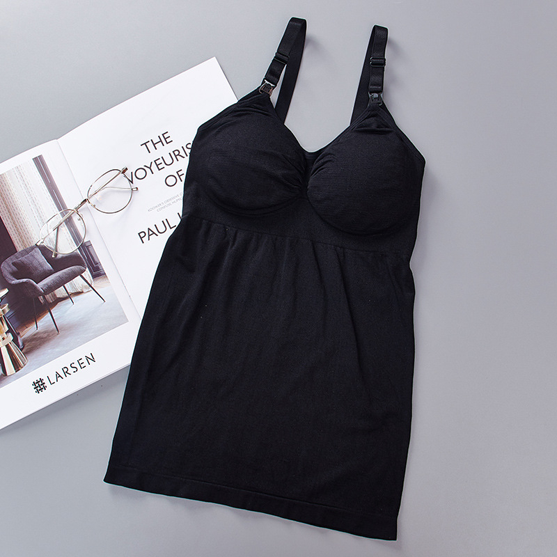 Besiūlė priekinė sagtis maitinančioms mamoms su krūtinės įdėklu, elastinga, push-up tipo nėščiųjų apatinė suknelė.