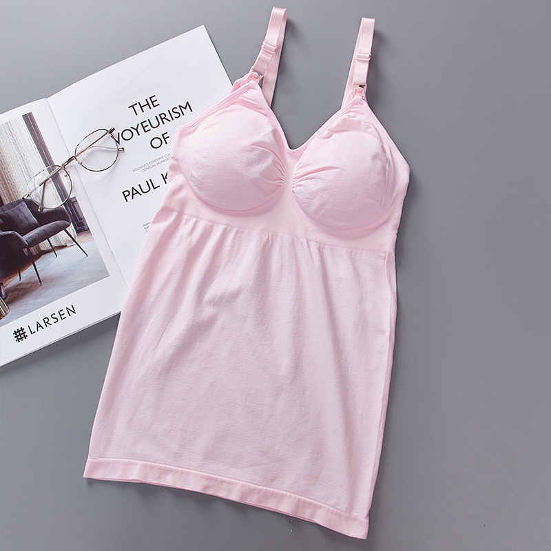 Besiūlė priekinė sagtis maitinančioms mamoms su krūtinės įdėklu, elastinga, push-up tipo nėščiųjų apatinė suknelė.