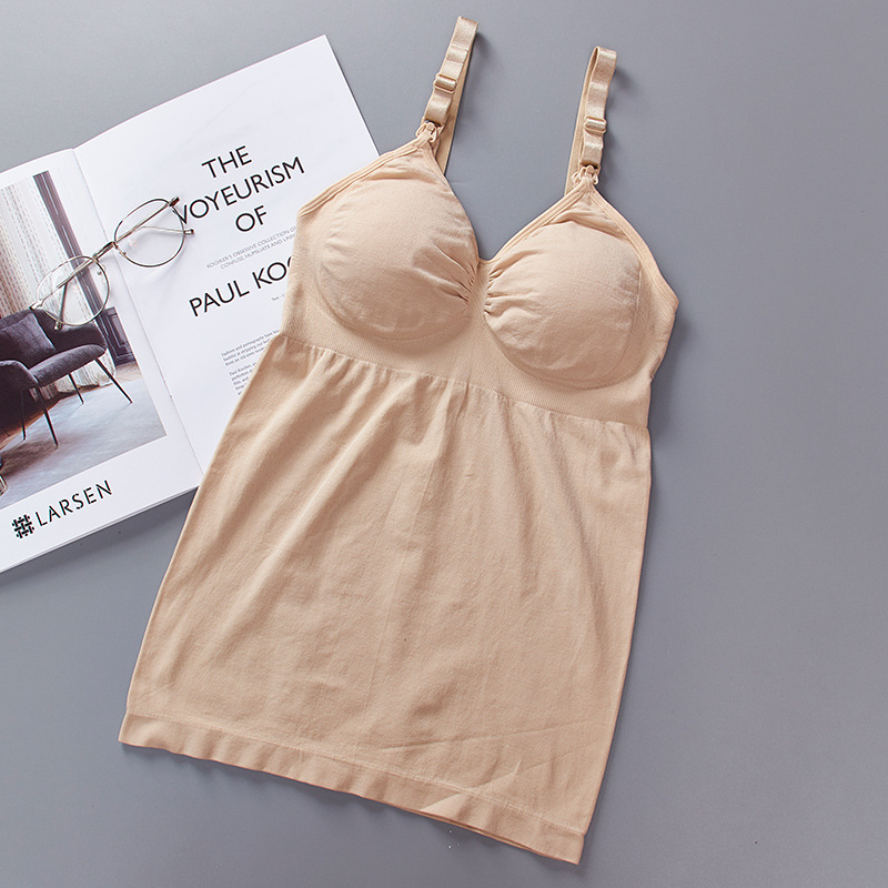 Besiūlė priekinė sagtis maitinančioms mamoms su krūtinės įdėklu, elastinga, push-up tipo nėščiųjų apatinė suknelė.