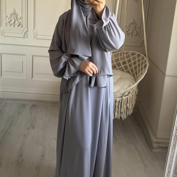 Rochie cu mânecă trompetă în culoare pură, Loriya, Orientul Mijlociu, Dubai, Turcă, TikTok, Aliexpress, 2024, Lr714