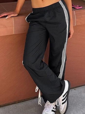 Tavaszi és őszi új amerikai utcai stílusú divatos csíkos, laza, lezser unisex niche nadrágok