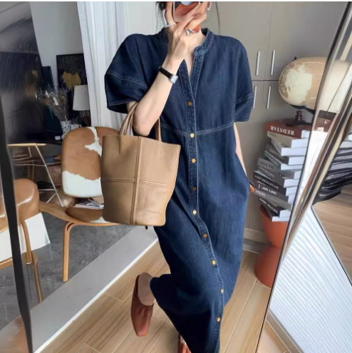 Amerikai retro farmerpántos ruha, női 2025-ös nyári dizájn, hasított, rozsdaszínű, bojtos, pántos, hosszú szoknya