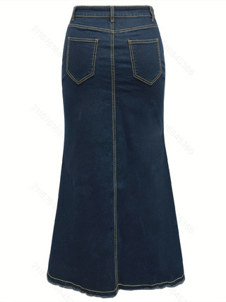 Διασυνοριακή Σήμανση για Ευρωπαϊκά και Αμερικανικά Ρούχα Γυναικών Plus Size 2025, Ρετρό, Κομψό, Απλό, Φούστα με Ψαροκόκαλο και Γλουτούς