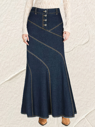 Διασυνοριακή Σήμανση για Ευρωπαϊκά και Αμερικανικά Ρούχα Γυναικών Plus Size 2025, Ρετρό, Κομψό, Απλό, Φούστα με Ψαροκόκαλο και Γλουτούς