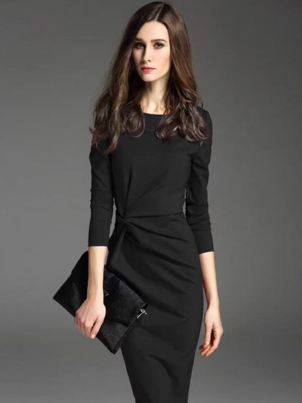 2025-ös új hírességek divatruhája, hosszú ujjú, karcsúsító megjelenésű, elegáns, csípőt ölelő, bankettruha, szoknya