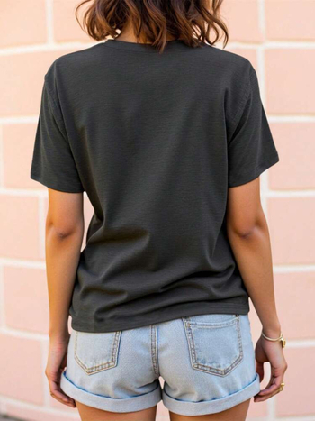 Inawly női laza virágmintás rövid ujjú póló, S