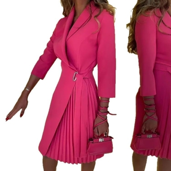 Európai és amerikai export Aliexpress Amazon tavaszi és őszi női V-nyakú divatos pántos derekú, rakott, középujjú ruha